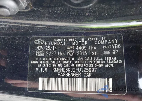 2015 Hyundai Genesis 3.8 Ultimate from USA, damaged, VIN KMHHU6KJ2FU125997